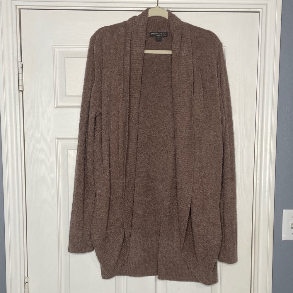 Barefoot Dreams Plush Open-Front Cardigan in Taupe L/XL EUC